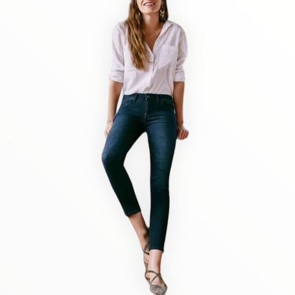 Pilcro & the Letterpress Anthro The Stet Dark Denim Jeans Mid Rise Ankle size 28 - Picture 2 of 13